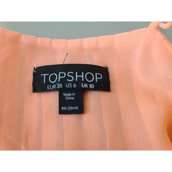 Topshop orange coral strappy pleated tank top - 6 - Picture 3 of 5